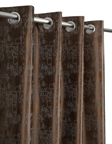 Image of 70-75% Room Darkening Window Curtains 5 Feet Long Set of 3 pcs for Living Room | Premium Polyester Grommet Curtain Panel, Coffee