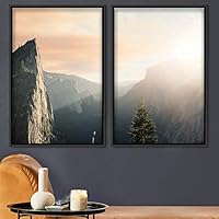 2 Piece Framed Canvas Wall Art Sunset in The Mountains Canvas Prints Home Artwork Decoration for Living Room,Bedroom - 16