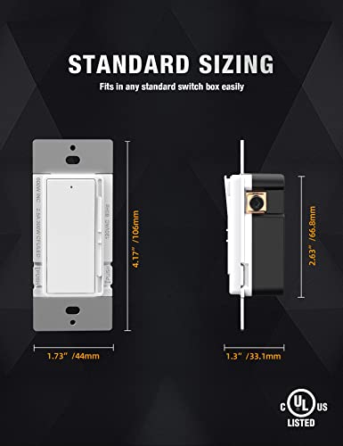 Aida Dimmer Switch (4 Pack), Digital Slide Dimmer Light Switch For 300W Dimmable Led/Cfl And 600W Incandescent Bulbs, Single Pole / 3 Way, Mid-Size Wall Plate Included, Ul Listed #TOP5