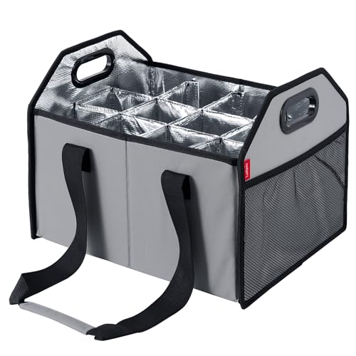 Collapsible wine bottle storage box carrier (gray)