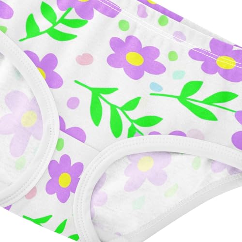 Toddler Girls Underwear 2t Cotton Cute Panties Girl Colorful Briefs Girls Undies Purple Flowers Floral Spring4