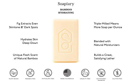 Soapiary Luxury Triple Milled Soap Bar - Natural Vegan Plant-Based Hypoallergenic Bath Soaps - Bamboo Hydrating, Single Bar #TOP3