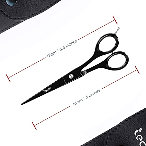 Tecto Hair Cutting Scissors 6.6 Inches - Professional Stainless Steel Barber Scissors, Extra Sharp Hair Cutting Shears, Premium Hair Scissors For Men, Women, Kids & Adults With Free Leather Case #TOP1