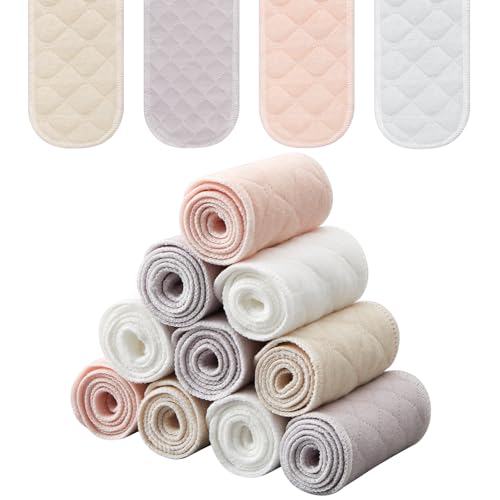 Image of Toulite 10 Pcs Reusable Bra Liners for Sweat, 3 Layer Bra Sweat Pads, Soft Cotton Outer Layer with Polyester Fiber Core
