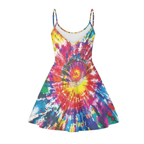 Image of Women's Spaghetti Strap Dress Summer Casual Swing Sundress Girls Beachwear Swing Mini Dress