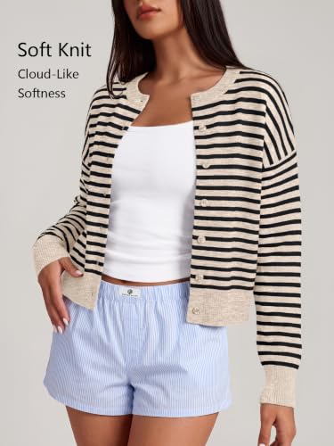 Image of Trendy Queen Cropped Cardigan Sweaters for Women Fall Fashion Clothes 2026 | Lightweight Knit Button-Down, Y2K Open-Front Layering Piece for Fall, Spring & Office Wear