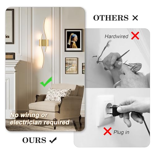 Image of KARTOOSH Wireless Wall Sconces Set of 2, Dimmable LED Sconce with Remote | Battery Operated Wall Sconce with 3 CCT Night-Light Timer Memory Modern Wall Sconces for Living Room, Hallway, Bedroom