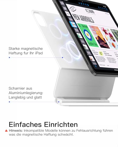 Inateck NeoMagic Magnetische Tastatur Hülle für iPad 10 Generation 10,9 Zoll,11 Generation 2025 A16 11 Zoll,Tastatur mit Touchpad, Freitragender Ständer, 7-Farbige Hintergrundbeleuchtung,KB09119 4