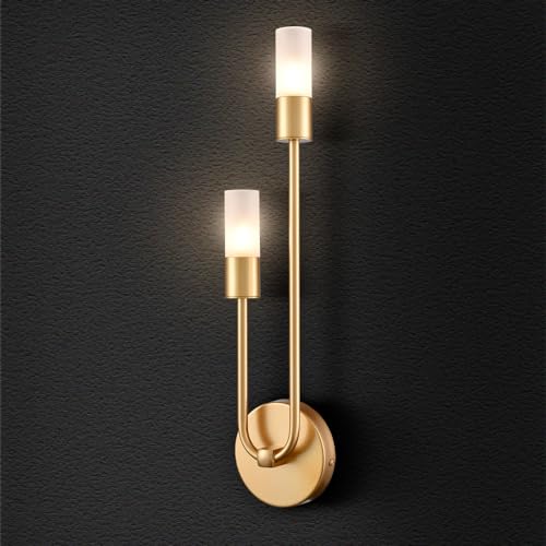 Image of HYDELITE Modern Wall Sconce Gold Wall Light Brass Vanity Light for Bathroom Bedroom Living Room Kitchen LED G9