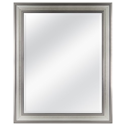 Image of MCS 22x28 Large Wall Mirror, Silver & Pewter Two-Toned Mirror, Vertical & Horizontal Wall Hanging Mirror for Bathroom, Bedroom & Livingroom