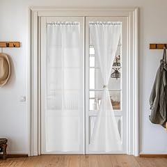 PONY DANCE Tende a Vetro per Porta Finestra 2 Pezzi 60x240 CM Tendine Finestra a Vetro per Cucina con Tasca Curtains Bianche Trasparenti Decorazione per Salotto