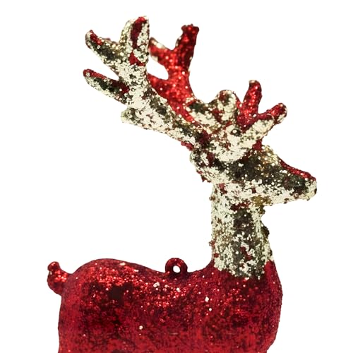 Image of Crackles Christmas Reindeer Hanging Ornament | Multi Color Glitter Deer Decoration for Christmas Tree, Home & Party Decor | Festive Decorative Item for Celebration