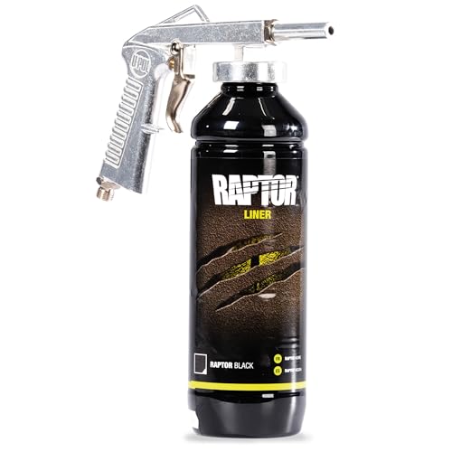 Raptor Black Urethane Spray-On Truck Bed Liner Kit, Protective Paint with Spray Gun, for Tailgates & Trucks, Vehicle Undercoating, 4 Litres