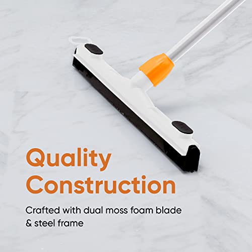 Image of Floor Squeegee Mop and Cloth for Tile, Concrete, Laminate, Garage, Bathroom 48 inch Long Handle 18 inch Window Foam Squeegee with 3 Cloths - Superio