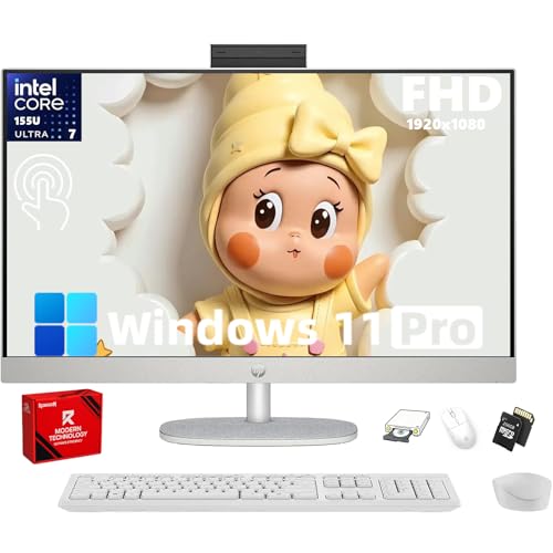Image of HP 27 inch FHD Touch All-in-One PC - 27 inch Anti-Glare Display, Intel Ultra 7 155U Processor, Adjustable Height Design, FHD IR Webcam, Windows 11 Pro, 16GB DDR5 & 1TB NVMe SSD