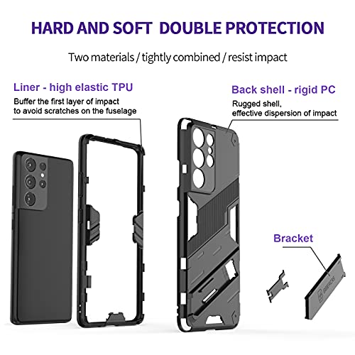 LOLFZ Case for Samsung Galaxy S21 Ultra 5G, Armor Case with Stand Military Grade Protection Impact-Resistant Bumper Mobile Phone Cover for Samsung Galaxy S21 Ultra 5G - Green