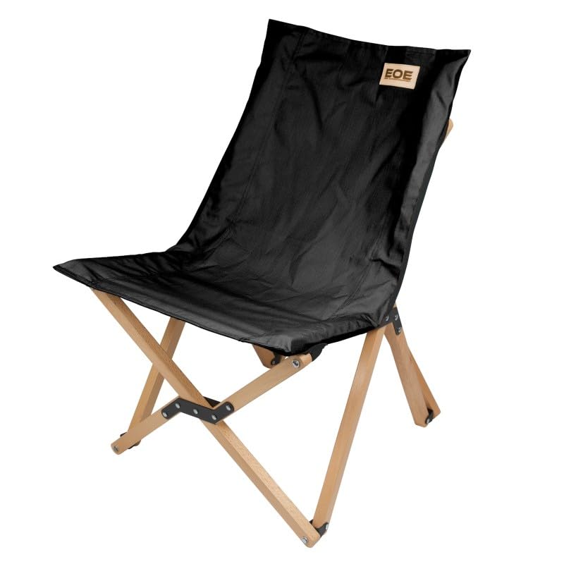 EOE Faltstuhl VH aus FSC® Buchenholz, Campingstuhl aus Technical Cotton, klappbar & leicht, 125 kg Tragkraft, gefertigt in Deutschland (Schwarz, M)