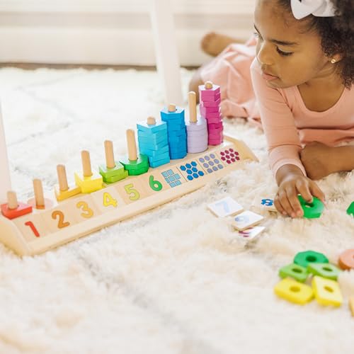 Melissa & Doug Counting Shape Stacker Wooden Educational Toy With 55 Shapes and 10 Number