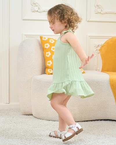 Image of Weebaby Baby Clothes Girl Toddler Summer Outfits Infant Casual Sleeveless Halter Ruffle Tank Cute Short Set Baby Clothing