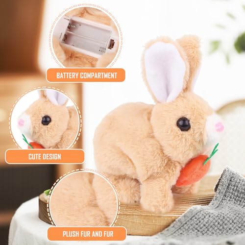 Byffoer Hüpfendes Kaninchen, Interaktives Elektronisches Haustier Plüschhasenspielzeug mit Geräuschen Bewegungen Wackeln Hasen Kuscheltiere Osterhase Plüschtier