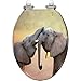 Elongated Toilet Seat Elephants touching gently greeting Resin Toilet Seat Quietly Slow Close with Quick-Release Hinges Toilet Seat with Cover Easy to Clean Install
