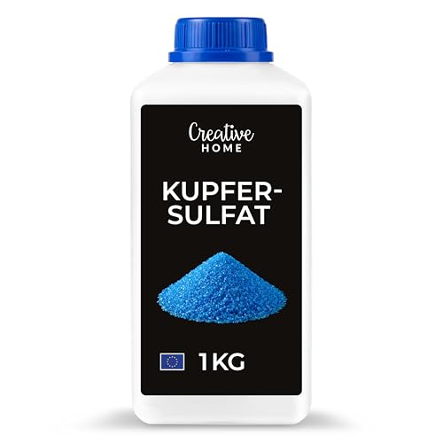 Creative Home Kupfersulfat Pentahydrat 1kg Kupfervitriol ohne Antibackmittel | Kupfer(II)-sulfat-5-hydrat für Labor Kristallzucht Experimente Verkupfern