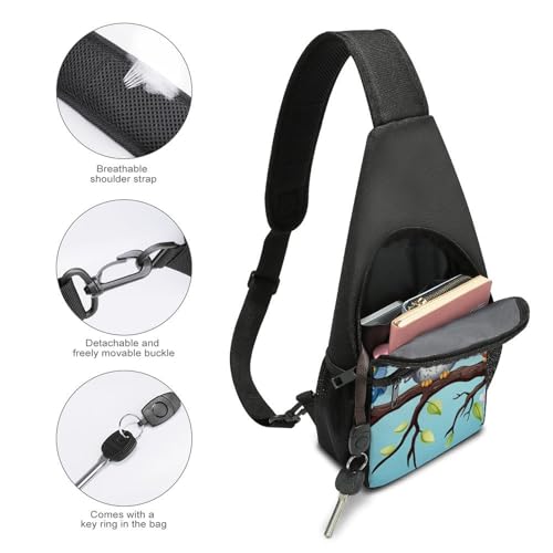 Mochila Sling Bag Owls on A Branch para senderismo miniatura 4