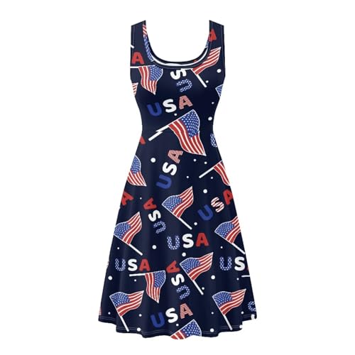 Image of Dreaweet Casual Sleeveless Dresses for Women Girls, Round Neck Tank Dresses with Pockets Summer Sundress Size XS-4XL