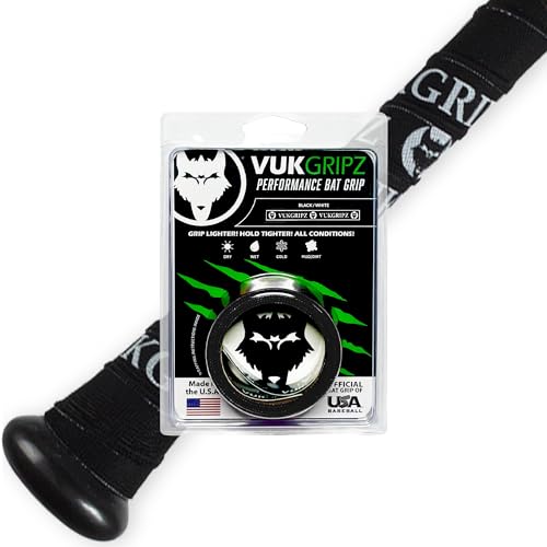 VukGripz Legacy Black Baseball Bat Grip Tape - Non-Sticky, Friction-Based, Moisture-Wicking Softball Bat Tape Grip, Non-Slip, Reusable, Boosts Speed & Control, Durable Grippy Wrap, Made in USA