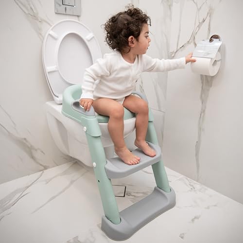 KikkaBoo Toilettensitz für Kinder mit Treppe LEA, Toilettentrainer, Zusammenklappbar & einstellbar, anatomischer Aufbau, Weiche… – Ansicht 2