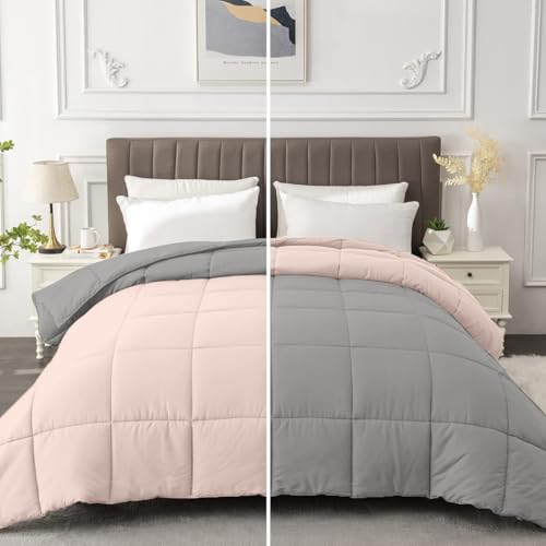 Image of Razzai Restful Sleep Microfiber Summer Season Ac Reversible Comforter 220 GSM (90 inch x 100 inch Inches /228cm x 254cm) - Double Bed Comforter|Silver /Peach|