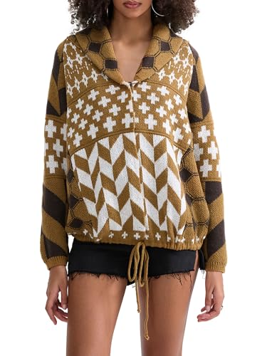 Women Contrasting Color Knit Cardigan Long Sleeve Button Down Oversized Cardigan Trendy Open Front Sweater