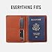 Ridge Passport Holder - Leather Travel Wallet, RFID Protection, Holds Passport, 6 Credit Cards, Folded Cash, And a Boarding Pass (Tobacco Brown)
