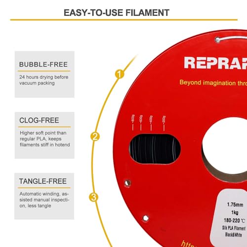 Image of RepRapper Glitter Black White Gradient 3D Printer Filament, Beautiful Color Change 1.75 Silk PLA, Dual Color 1KG PLA Filament (2.2lbs), Colorshift 3D Printing Filament for 3D Printer