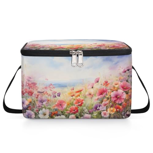 Beauty Floret Lunch Bags for Women Men 9 Cans, Hot & Cold Food Delivery Bag Insulated Grocery Bag Insulated Lunch Box Colorful Flowers Cooler Bag for Office Work Picnic Beach