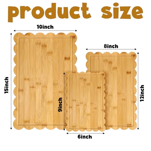 Set de 3 tablas de cortar de madera de bambú con surco miniatura 2