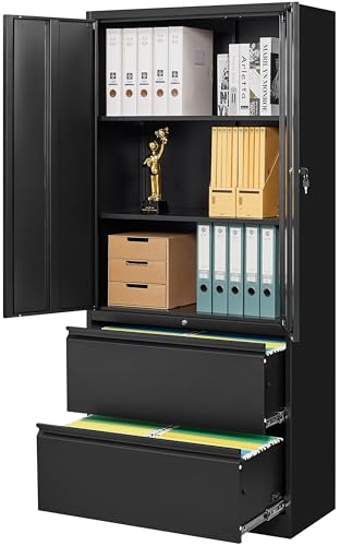 Best Storage Cabinets With Drawers for Garage: Durable and Secure Solutions 5 SISESOL Black Metal Storage Cabinet with Drawers and Lock,Locking Steel Storage Cabinet with Doors and Shelves,71