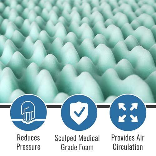 Image of DMI 2-Inch Foam Mattress Topper, Egg Crate Foam Pad for Support, Air Circulation, Pressure Relief & Weight Distribution, Twin Size 33 x 72, Blue
