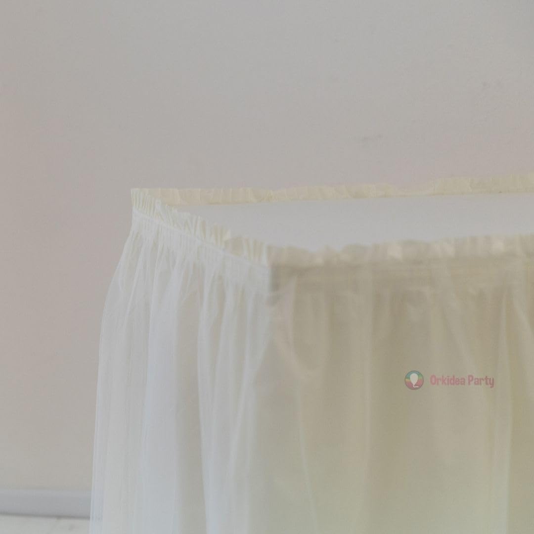 ORKIDEA Party Table Skirt with Tulle - Made in Italy - Size: 71x420 cm (Panel) - Image 4