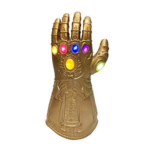 MATU Guante de Goma Infinity Gauntlet Thanos con LED Halloween Cosplay Disfraz Prop