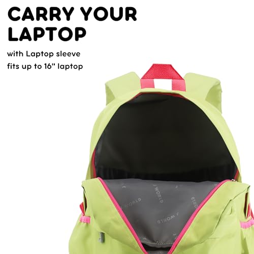 Image of J World Oz Middle School Backpack for Girls & Women. Cute Kids Laptop Bookbag, Celery