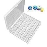 JRILUO 36 Stück Spulen Nähmaschine mit Spulenbox, Unterfadenspulen Kunststoff Ø 2 cm, Flach Universal CB Spulen, Transparente Nähmaschinen Spulen für Gängige Modelle, Nähgarn für Nähmaschine