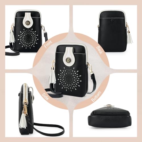 Image of APHISON Small Crossbody Bags for Women, Lightweight Vegan Leather Cell Phone Purse, Cute Purses with Tassels