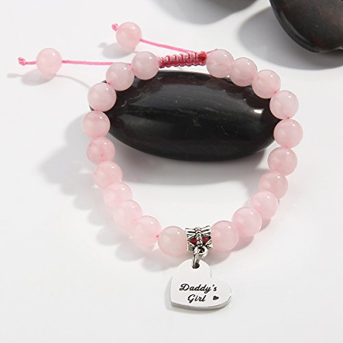 Papa Bear Daddy's Girl Natural Stone Macrame Beads Bracelet Matching Set Bracelet for Father and Daughter4