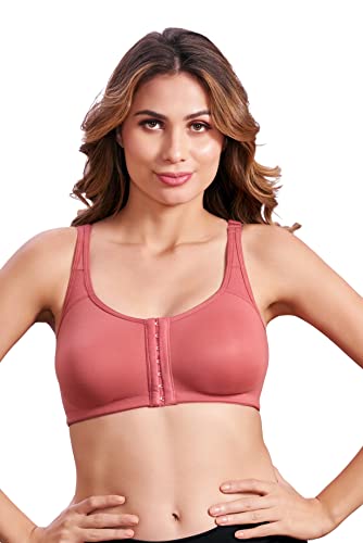 Image of MAROON 922 Women Cotton Brushed Lycra Full Coverage No Bounce, Non-Wired, Non-Padded Front Open Magic Bra with Back Support