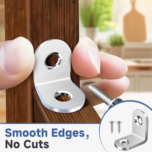 Image of 40PCS L Bracket Corner Brace Set, Stainless Steel Corner Bracket
