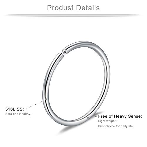 Ruifan 6-30PCS Non Pierced Stainless Steel Clip on Closure Round Ring Fake Nose Lip Helix Cartilage Tragus Ear Hoop Earrings Jewelry 20G2