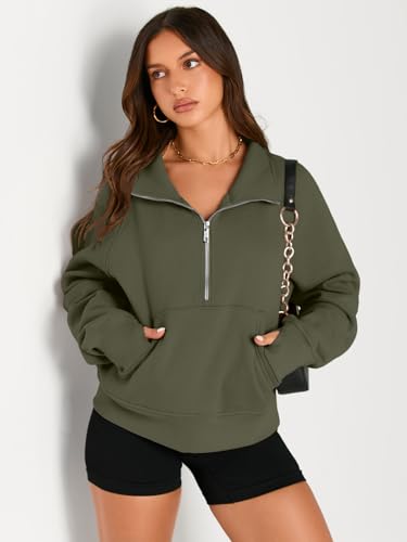 Image of AUTOMET Womens Sweatshirts Half Zip Cropped Pullover Fleece Quarter Zipper Hoodies 2026 Fall Fashion Outfits Clothes