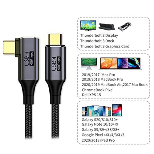 NFHK Angled USB4 Cable 40Gbps with 100W Charging and 8K@60Hz 5K@60Hz USB4.0 Compatible with Thunderbolt3/4 100cm - Image 4