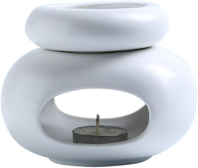 Separate Type Ceramic Tealight Candle Holder Oil Burner Aroma Diffuser Furnace Home Decoration White Pebble Shaped